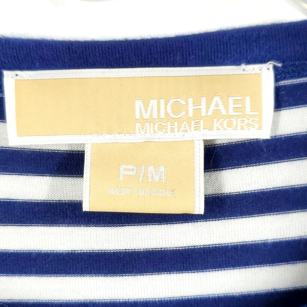 MICHAEL Michael Kors Blue White Striped Long Sleeve Shirt PM - Picture 5 of 10